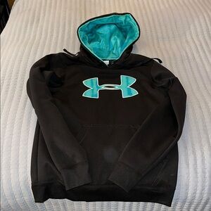 Under Armour Black and Teal Hoodie. Like new condition